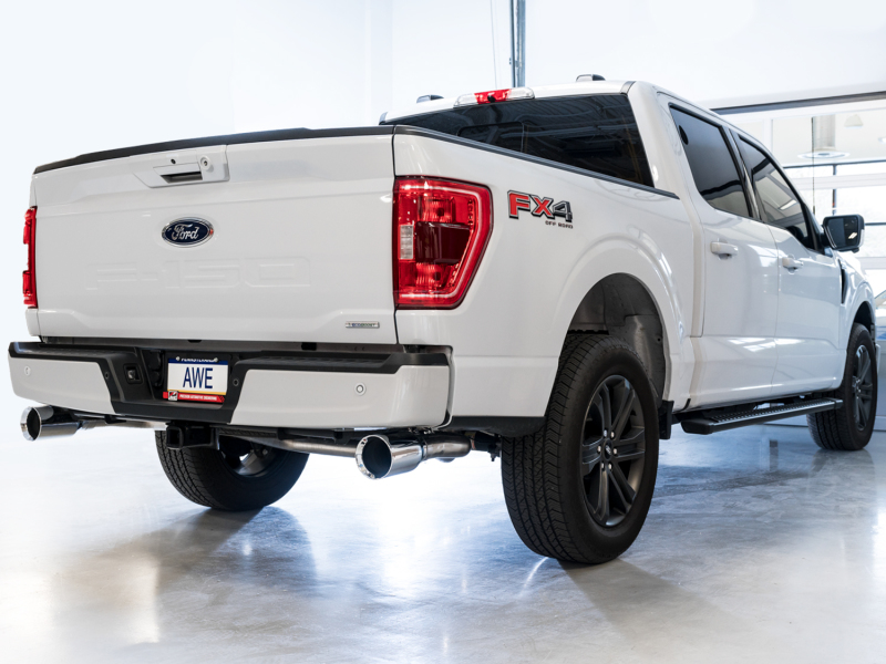 Ford F150 Performance Exhaust - Rear - AWE Tuning - Cat Back, Dual Split Rear Exit - Chrome Silver - `21-`27
